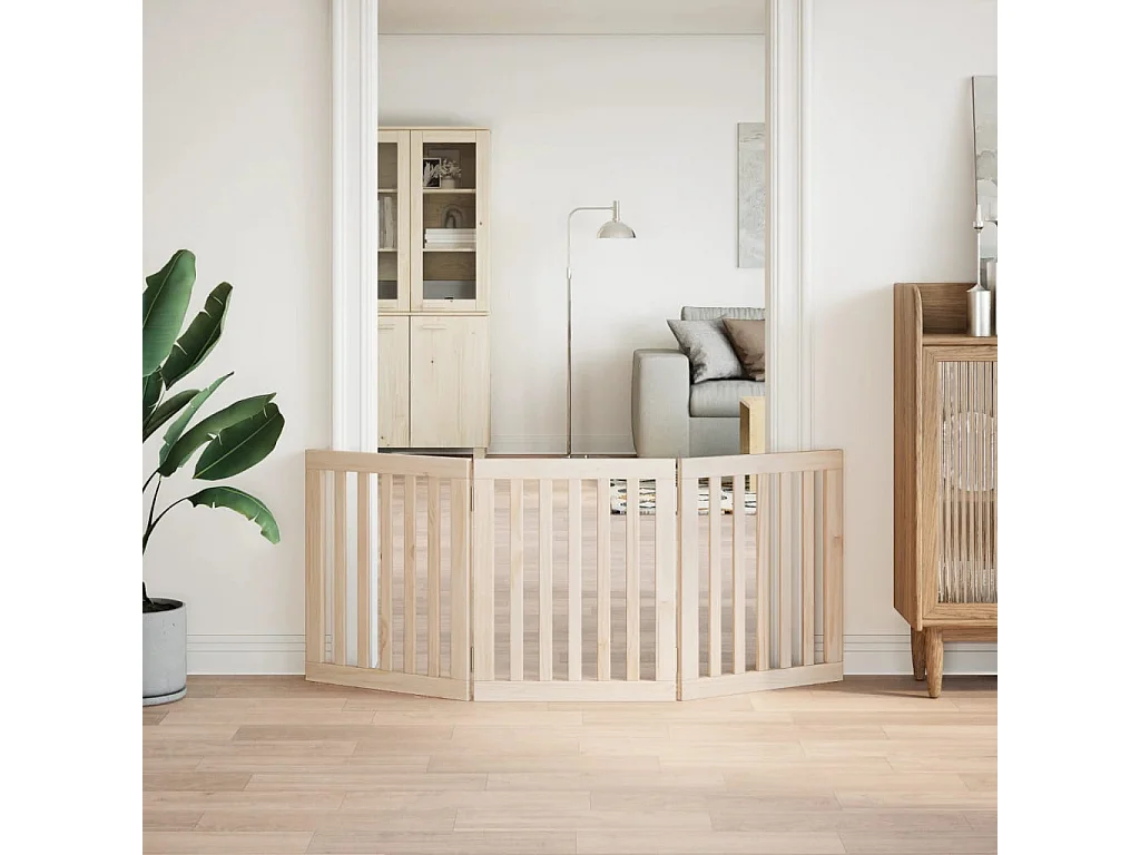 Barrière pour chien pliable à 3 panneaux 150 cm Bois de peuplier