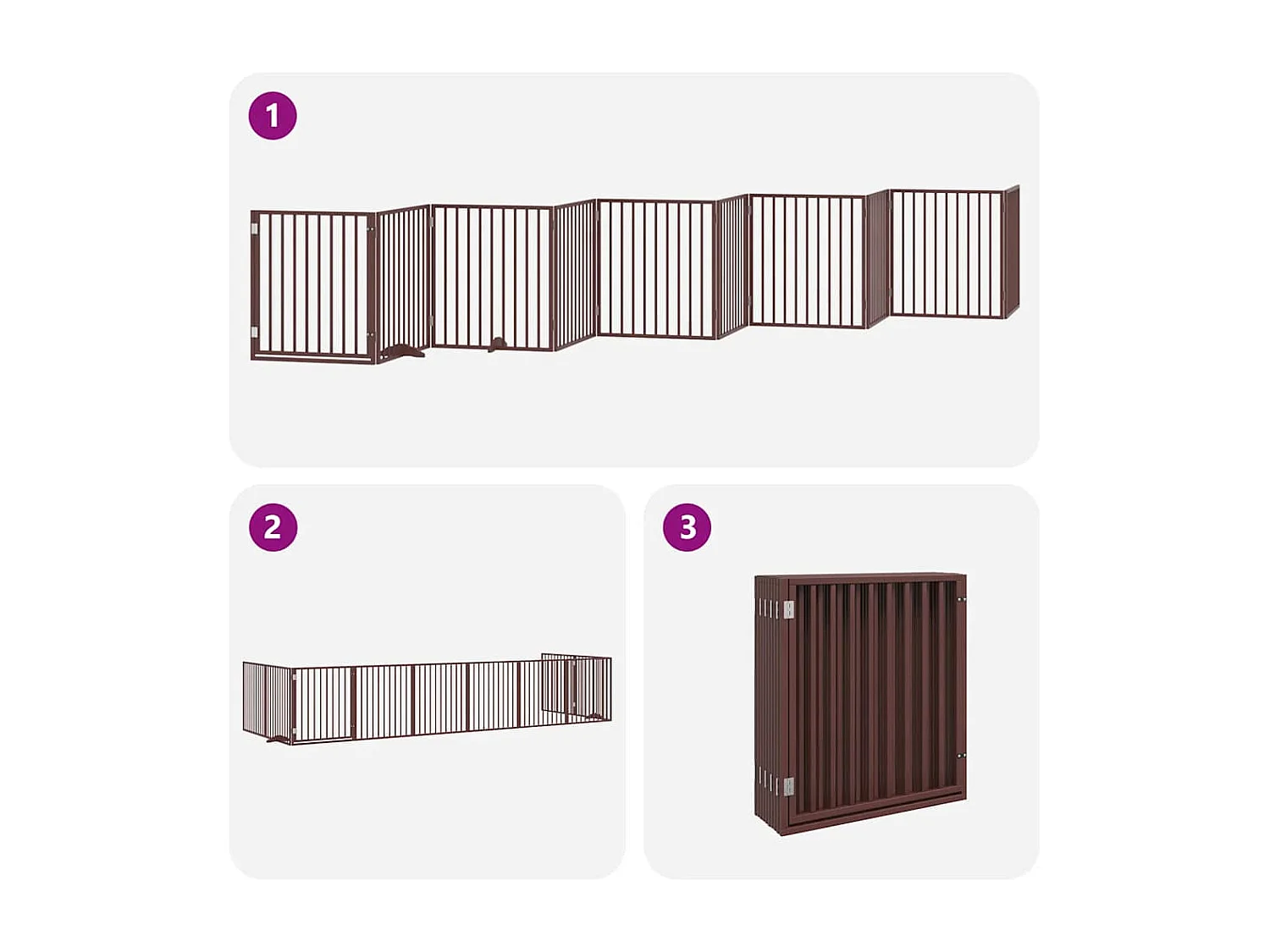 Puerta de perros plegable 10 paneles madera álamo marrón 800 cm