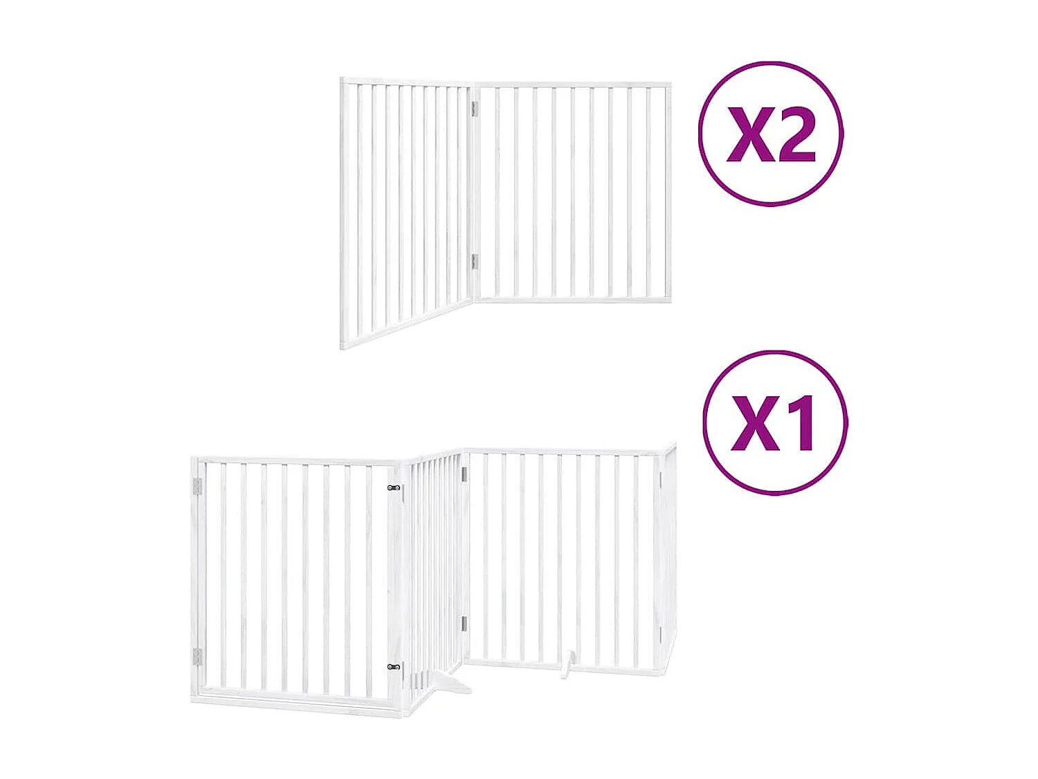 Barrière pour chien porte pliable 8 panneaux blanc bois peuplier