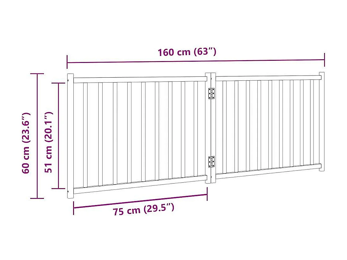 Barrière pour chien pliable 2 panneaux 160 cm bois sapin massif