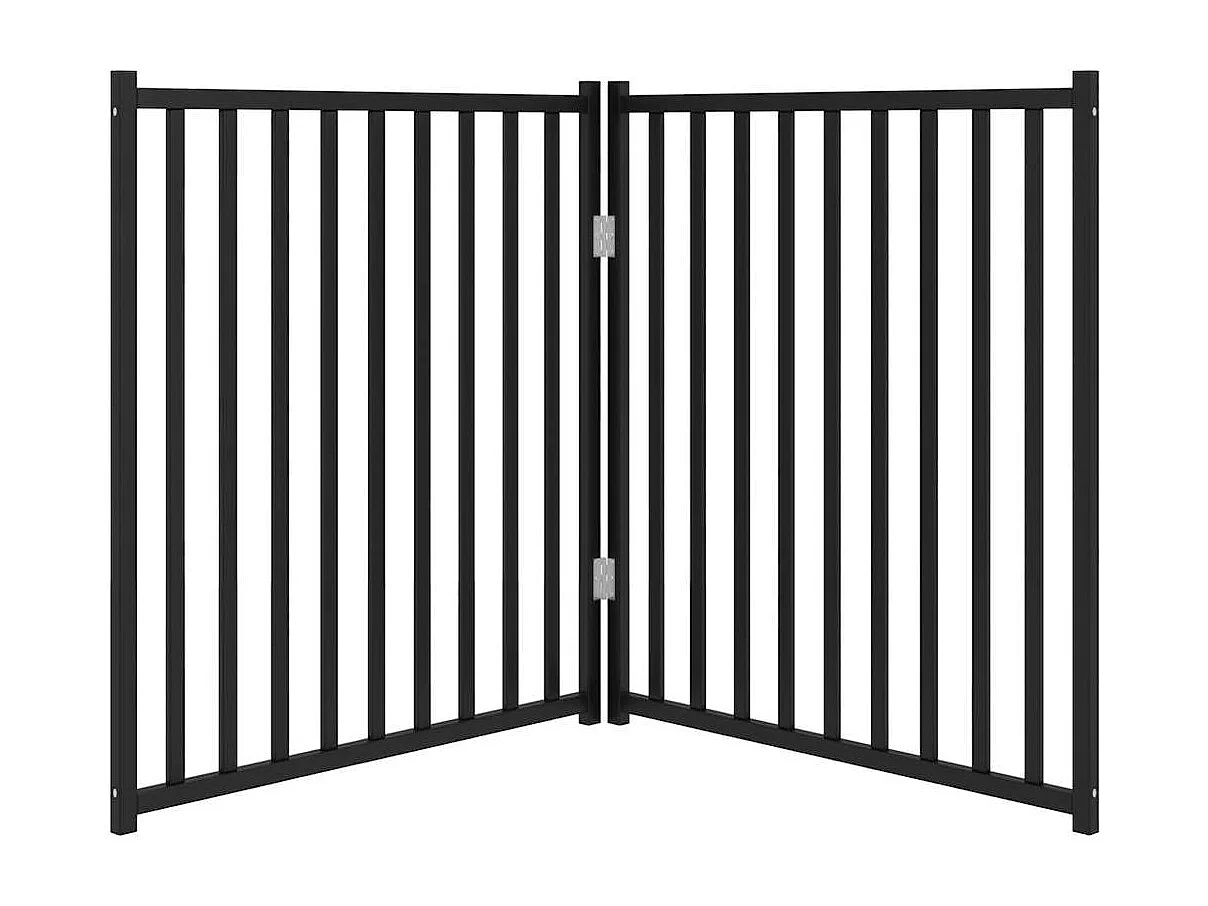 Portão para cães dobrável 2 painéis 160 cm abeto maciço preto