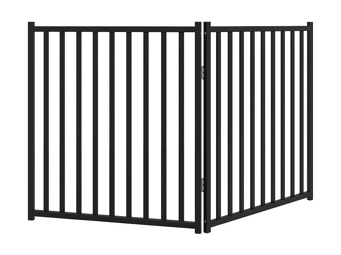 Portão para cães dobrável 2 painéis 160 cm abeto maciço preto