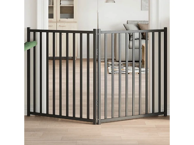 Puerta de perros plegable 2 paneles madera abeto negro 160 cm