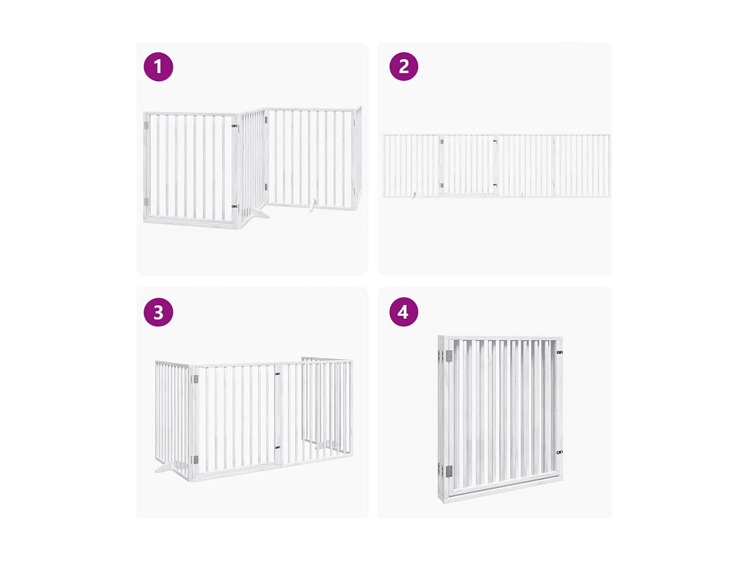 Porte pour chien pliable à 4 panneaux, blanche, 320 cm, bois de peuplier