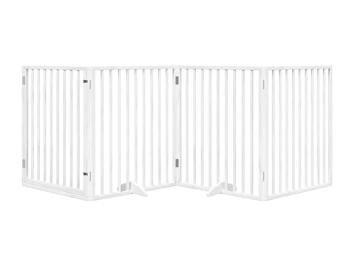 Porte pour chien pliable à 4 panneaux, blanche, 320 cm, bois de peuplier