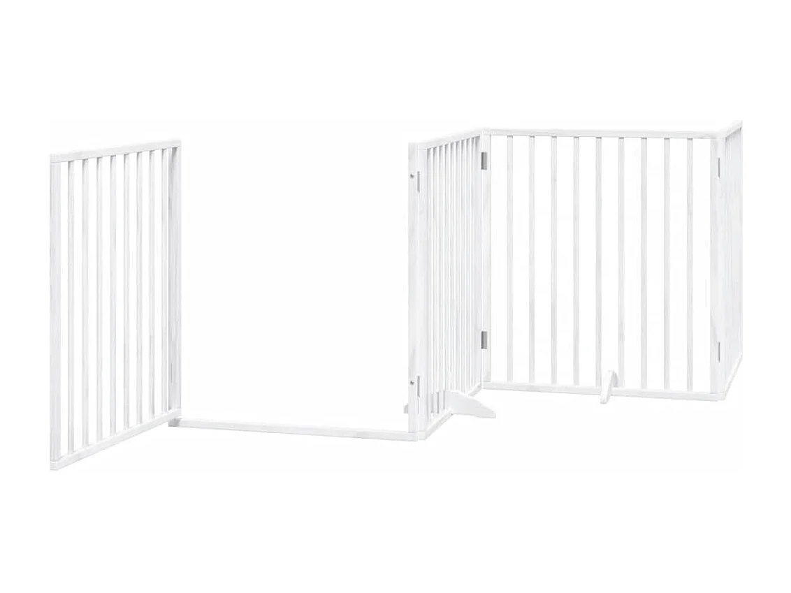 Porte pour chien pliable à 4 panneaux, blanche, 320 cm, bois de peuplier