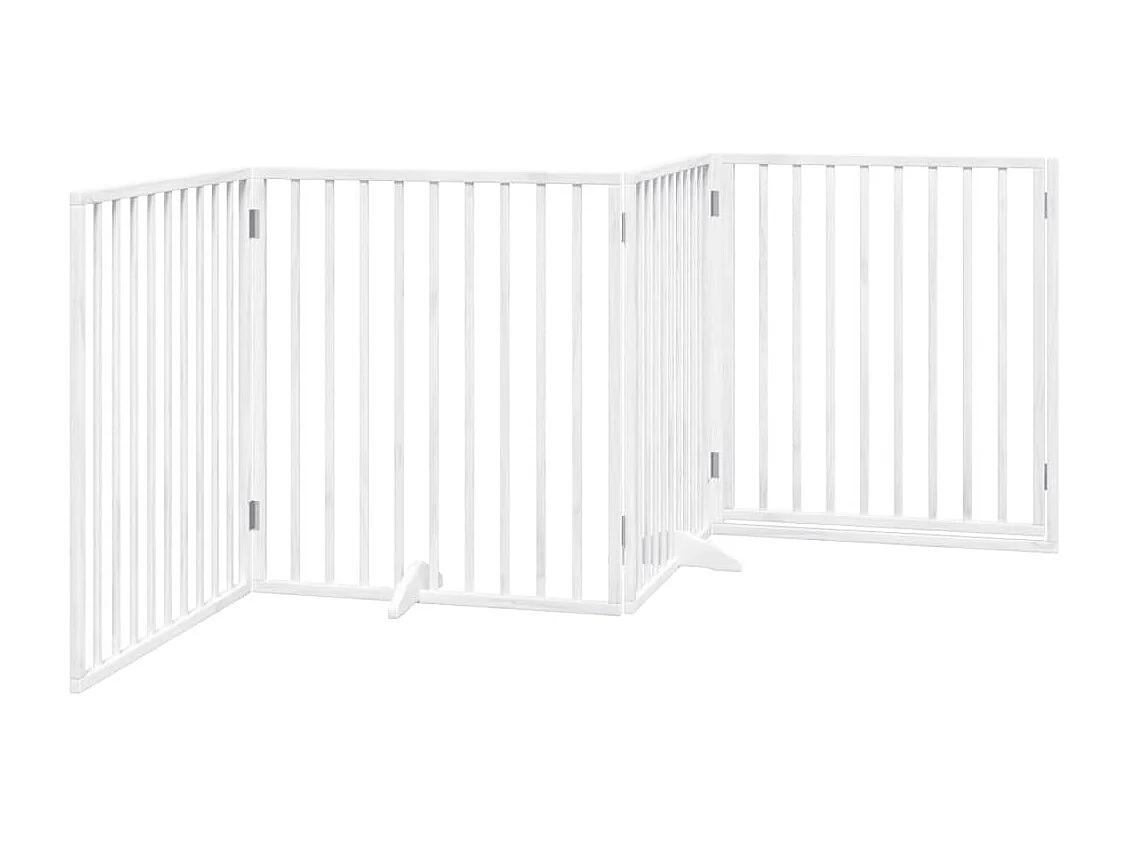 Porte pour chien pliable à 4 panneaux, blanche, 320 cm, bois de peuplier