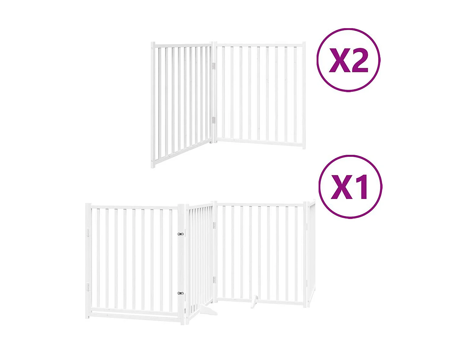 Barrière pour chien porte pliable 8 panneaux blanc bois peuplier