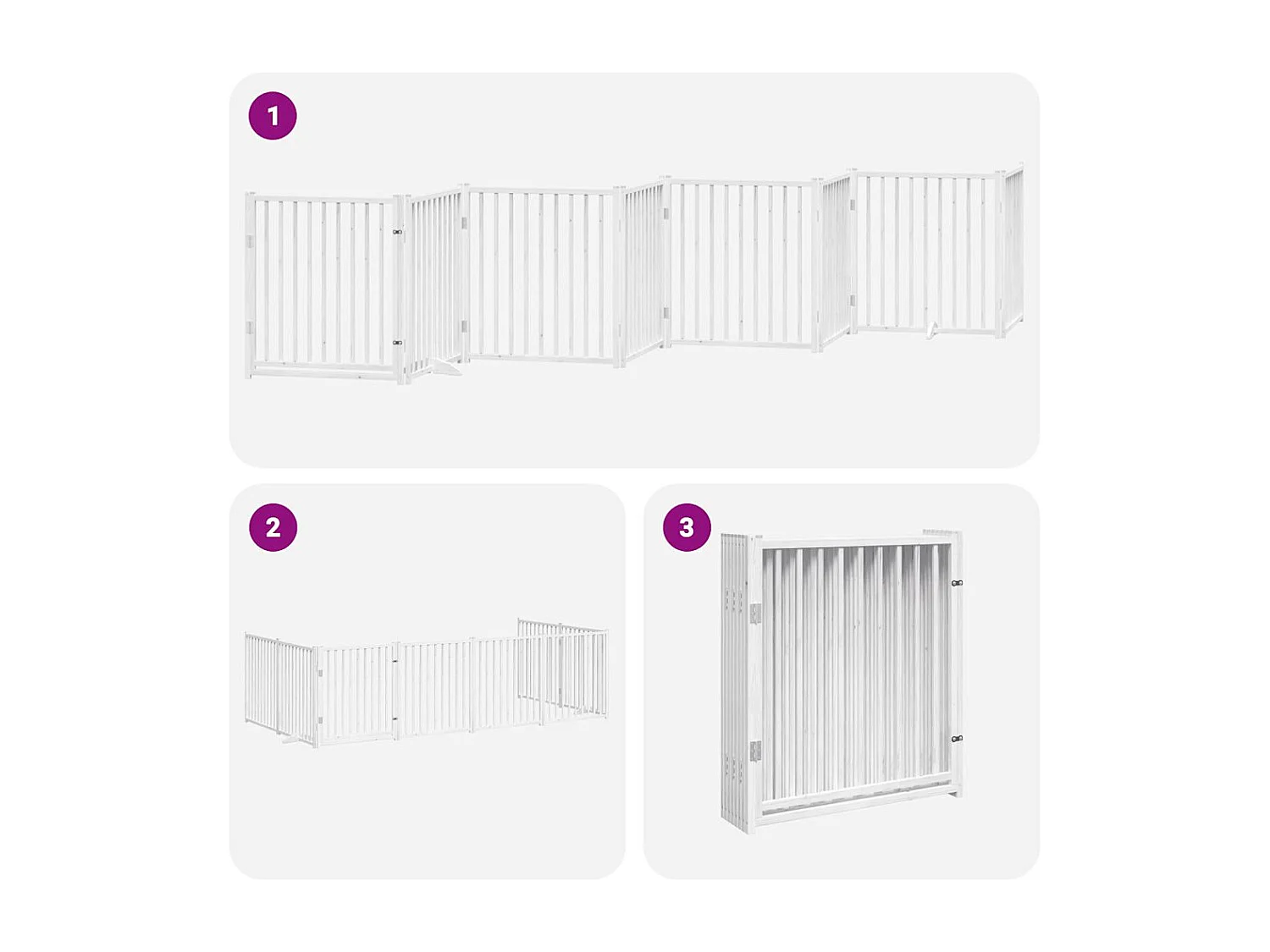 Barrière pour chien porte pliable 8 panneaux blanc bois peuplier