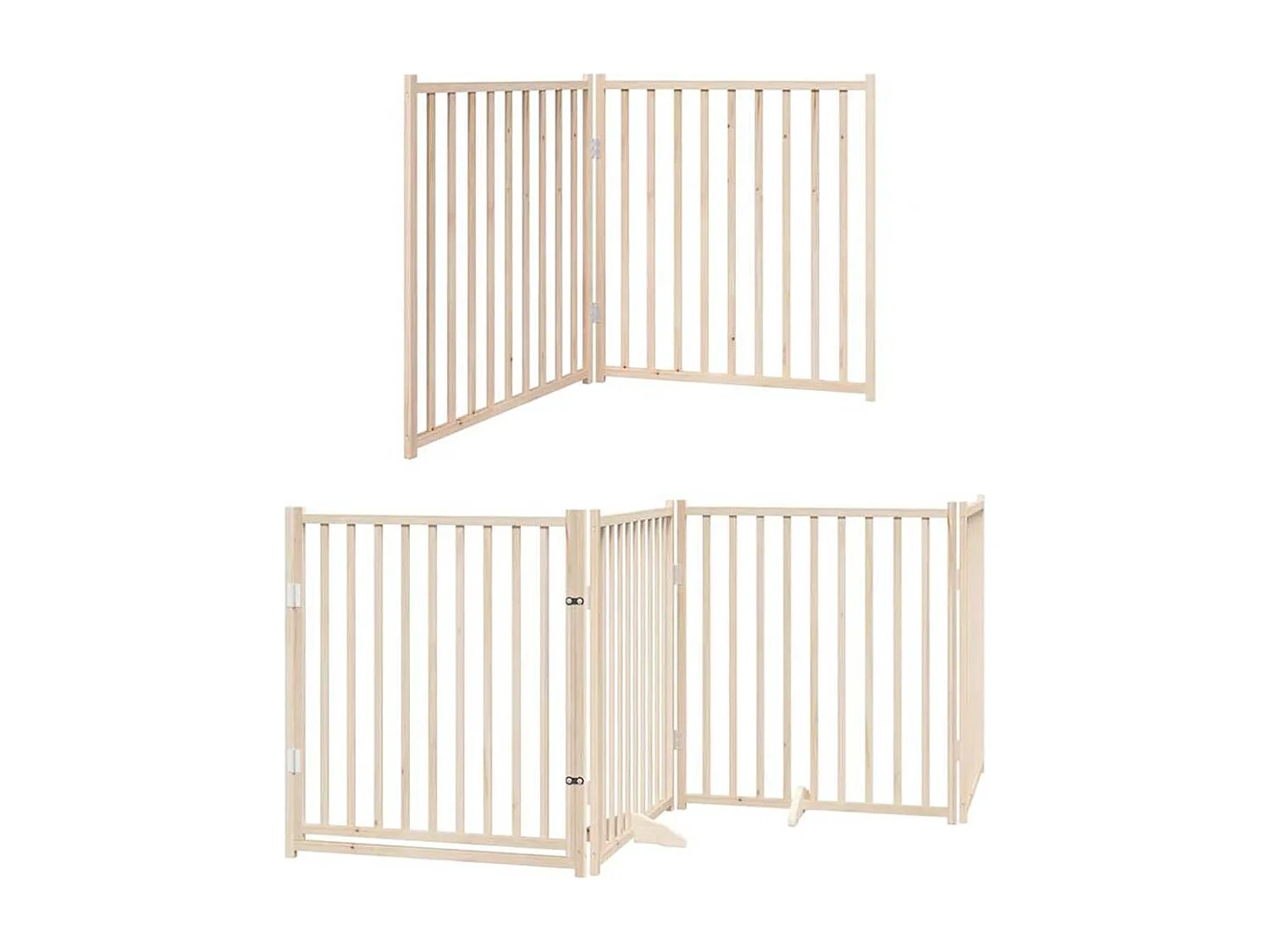 Barrière pour chien porte pliable 8 panneaux bois de peuplier