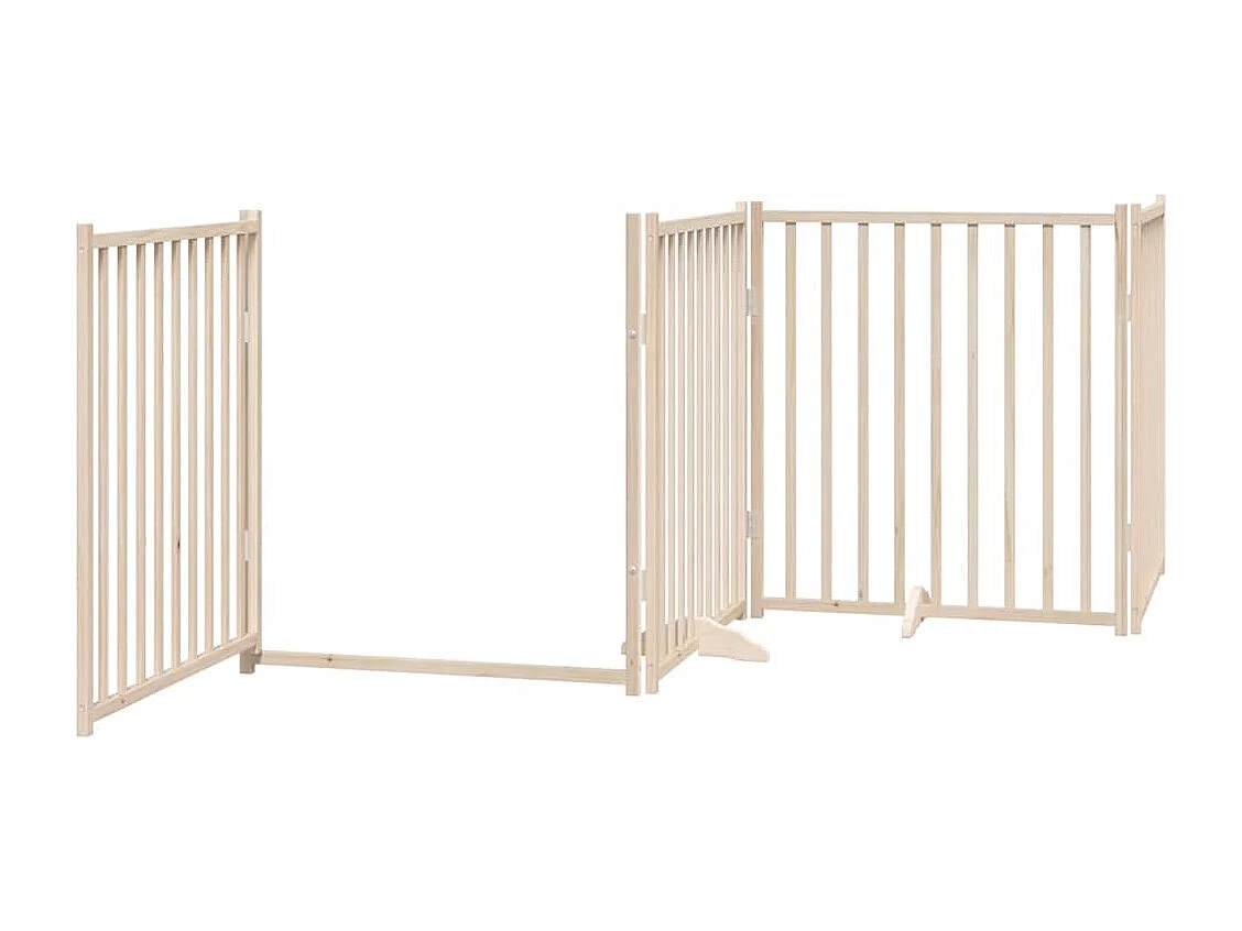 Barrière pour chien porte pliable 8 panneaux bois de peuplier