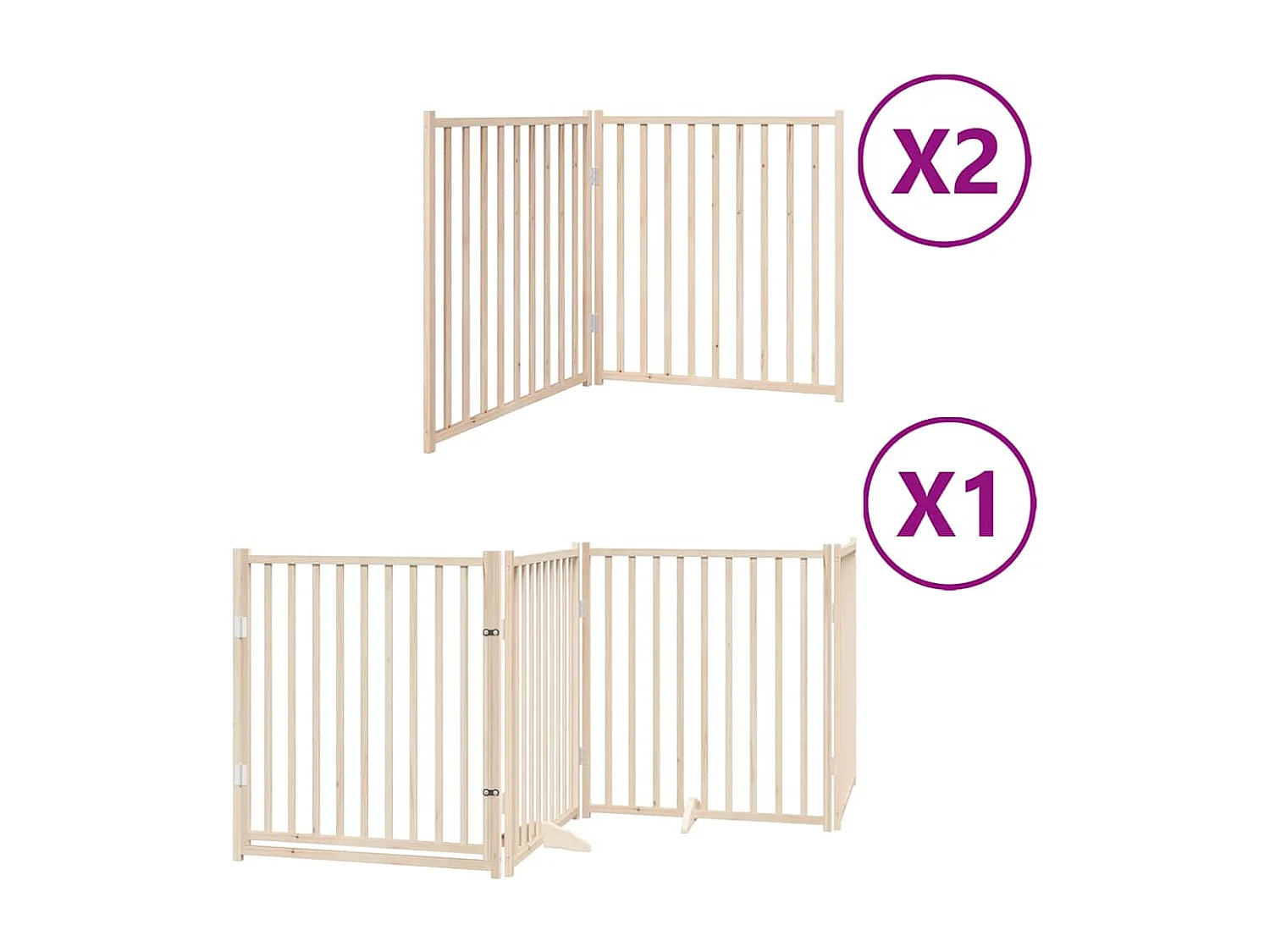 Barrière pour chien porte pliable 8 panneaux bois de peuplier