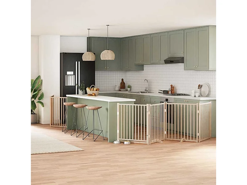 Hondenhek inklapbaar met deur 8 panelen 640 cm populierenhout