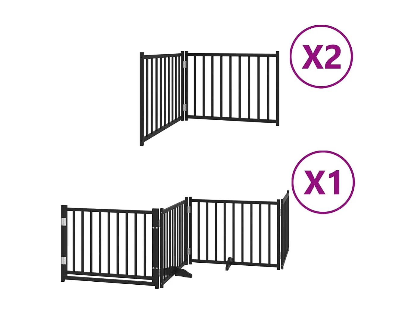 Barrière pour chien porte pliable 8 panneaux noir bois peuplier