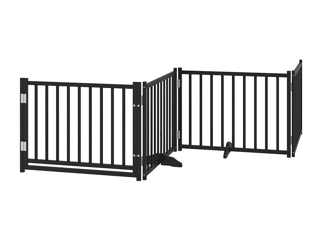 Barrière pour chien porte pliable 8 panneaux noir bois peuplier