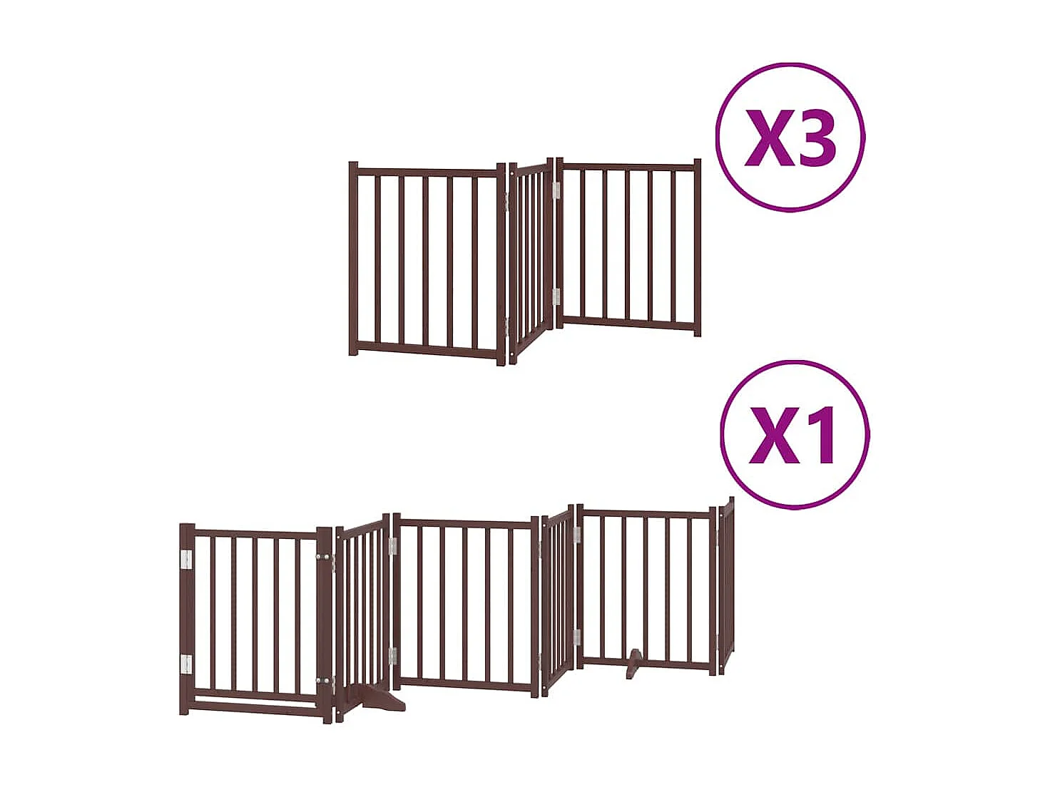 Portão cães com porta dobrável 15 painéis 750 cm álamo castanho