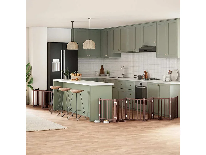 Barrière pour chien porte pliable 15 panneaux bois de peuplier