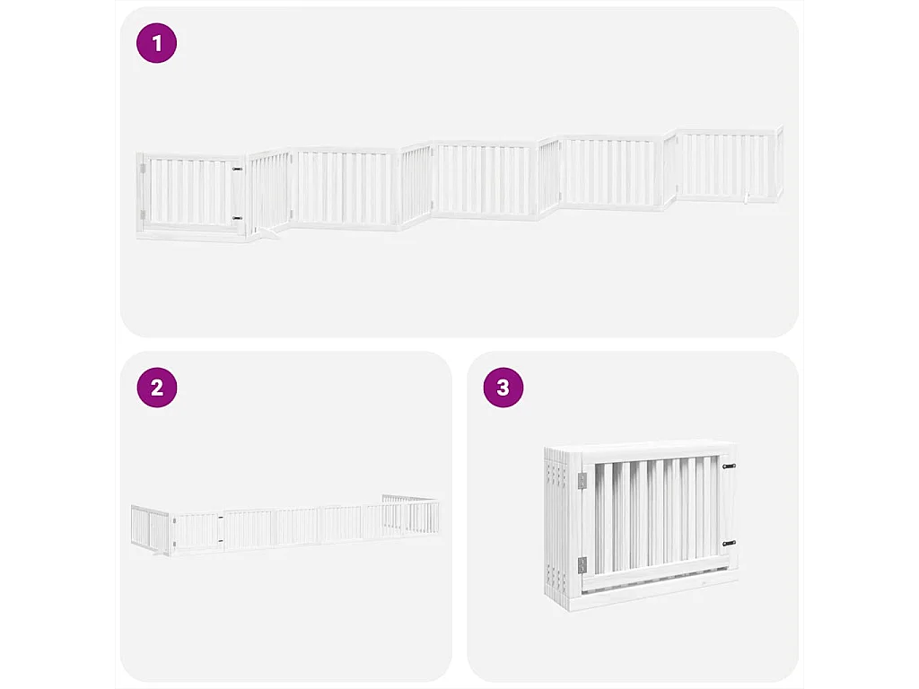 Portão para cães com porta dobrável 10 painéis 800cm álamo branco