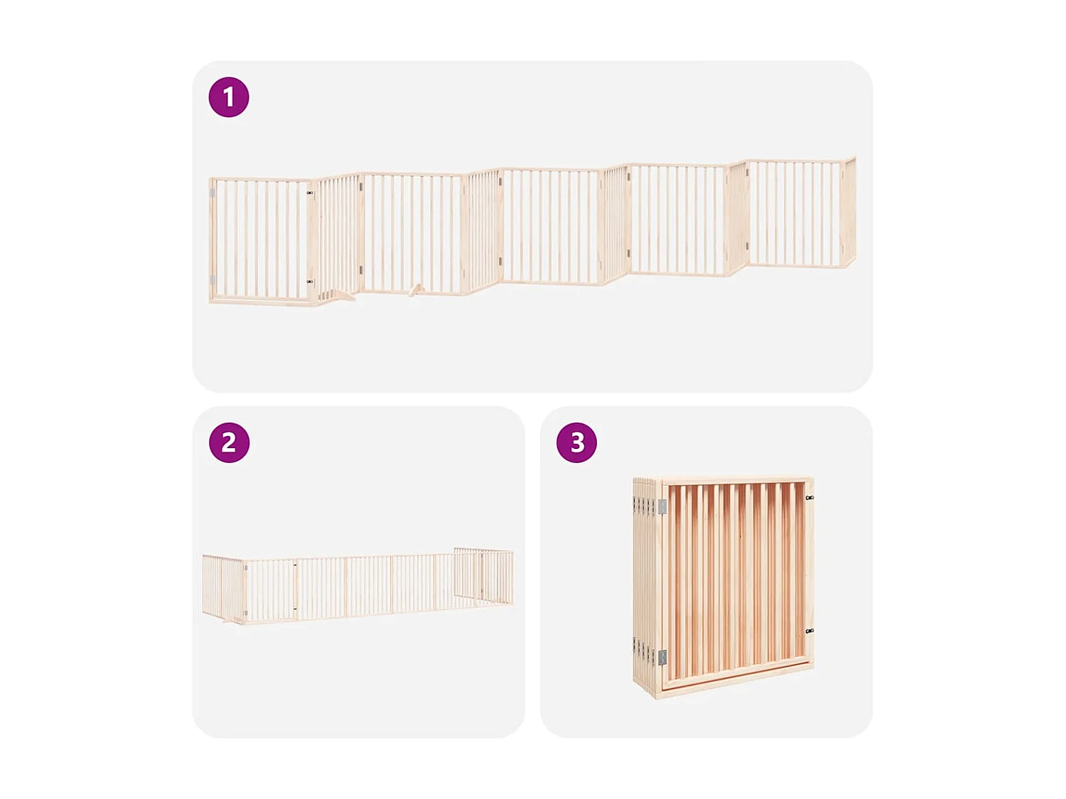 Barrière pour chien porte pliable 10 panneaux bois de peuplier