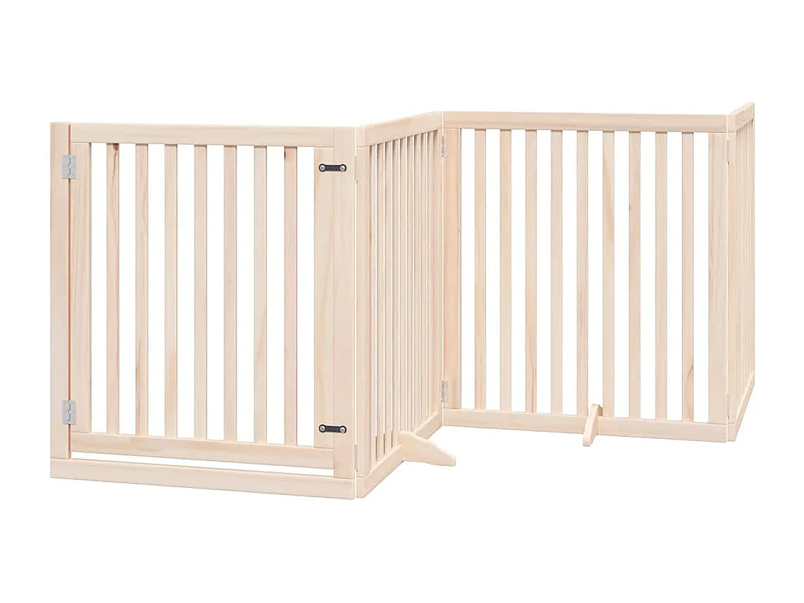 Barrière pour chien avec porte pliable 6 panneaux bois peuplier