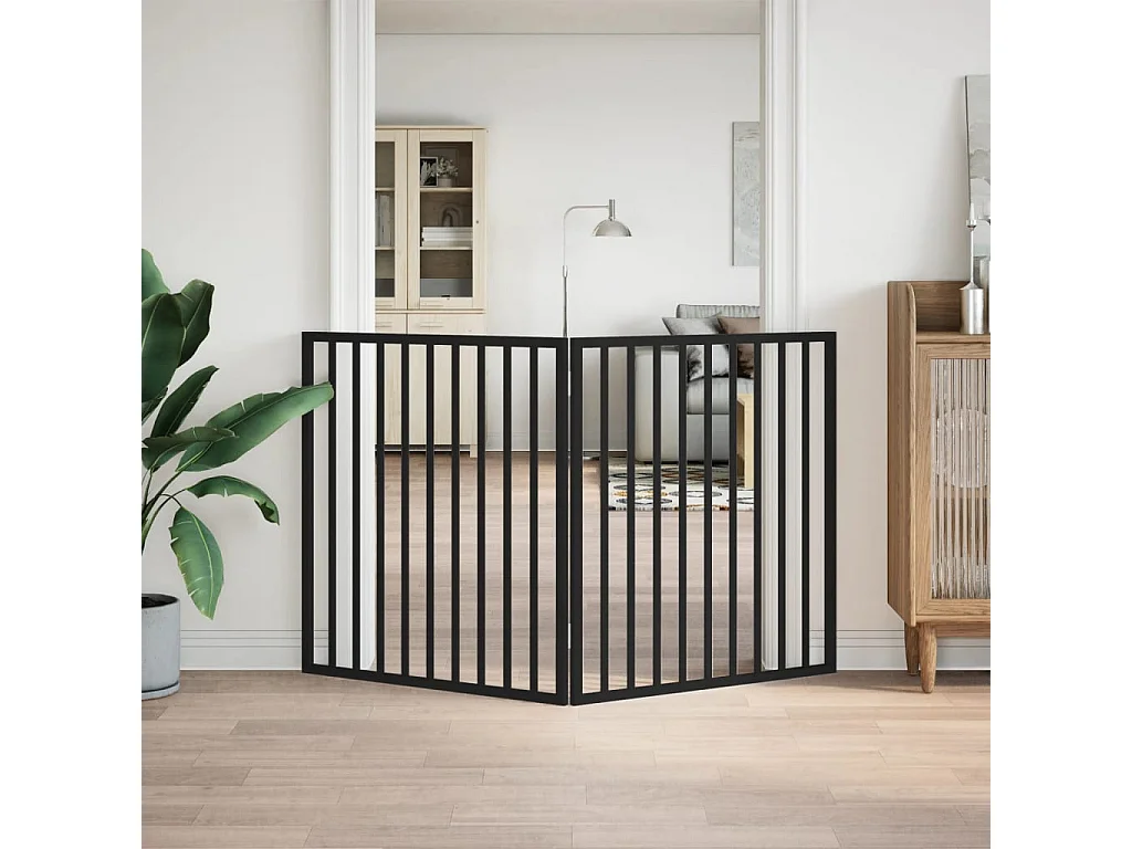 Barrière pour chien pliable à 2 panneaux Noir 160 cm Bois de peuplier