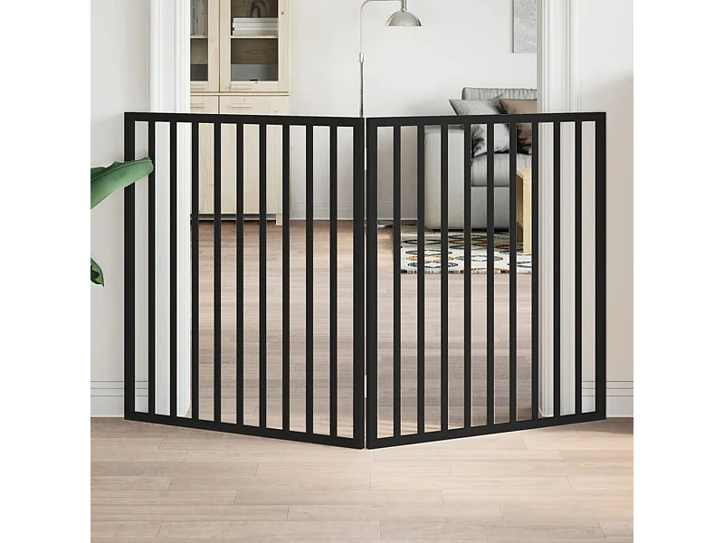 Barrière pour chien pliable à 2 panneaux Noir 160 cm Bois de peuplier