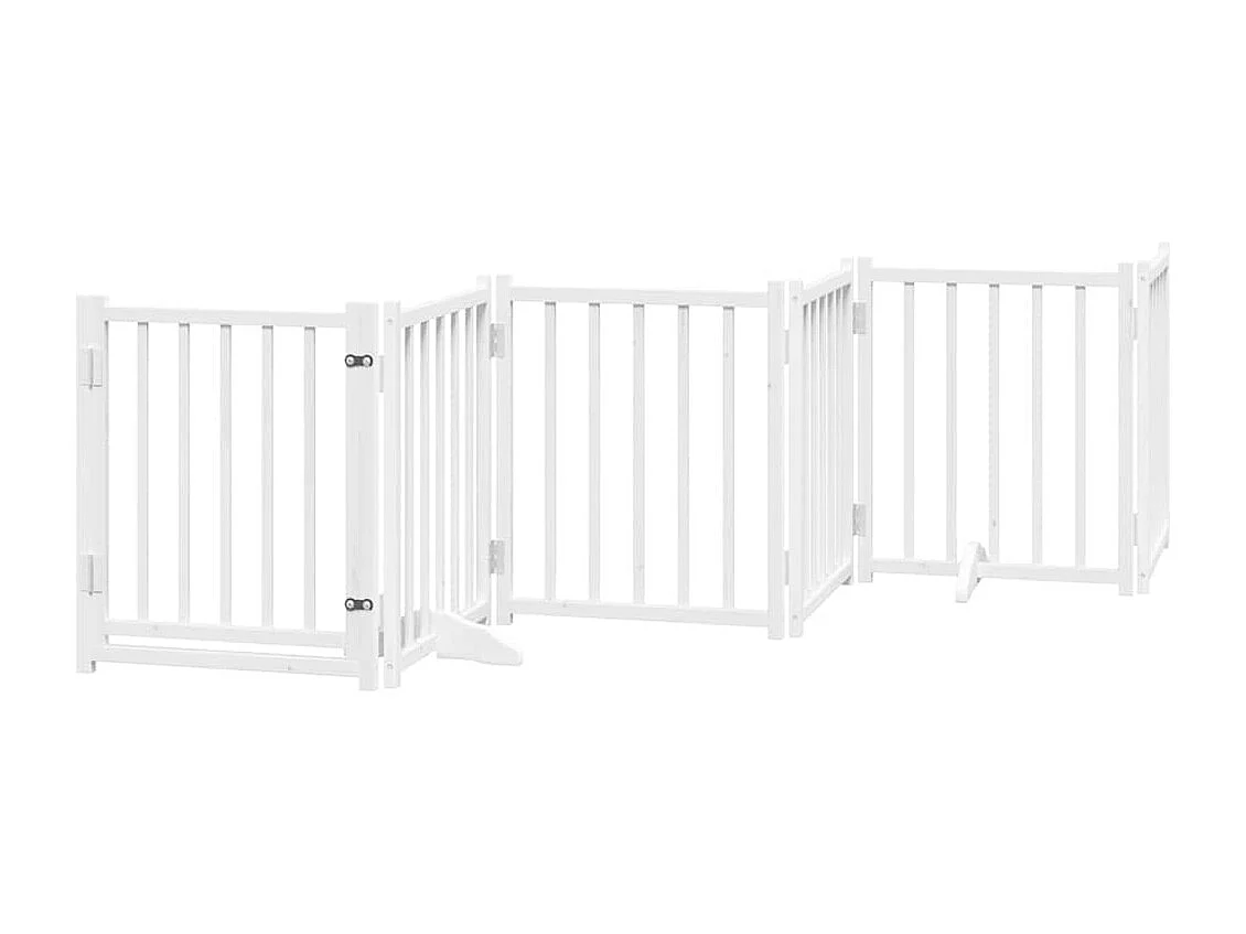 Portão para cães com porta dobrável 6 painéis 300 cm abeto branco
