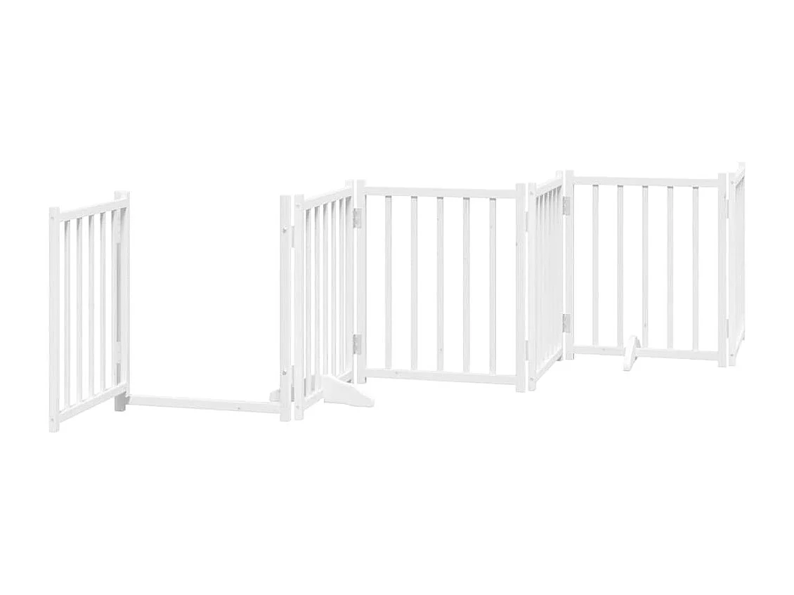 Portão para cães com porta dobrável 6 painéis 300 cm abeto branco