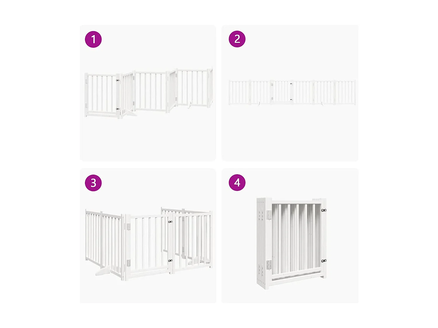 Barrière pour chiens avec porte 6 panneaux bois de sapin massif