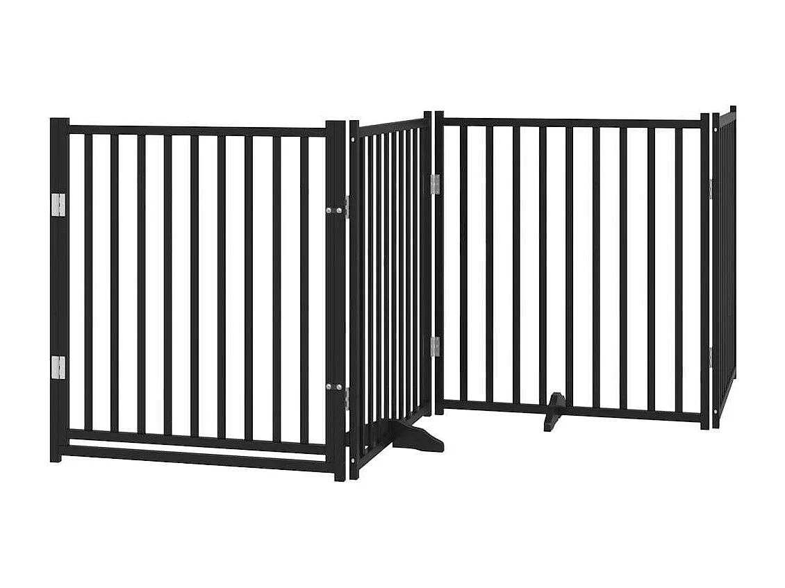 Puerta de perros plegable 4 paneles madera abeto negro 320 cm