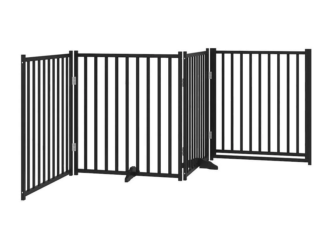 Barrière pour chiens avec porte 4 panneaux bois de sapin massif