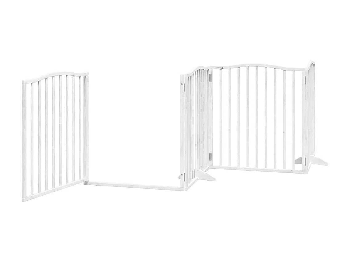 Portão para cães com porta dobrável 6 painéis 480 cm álamo branco