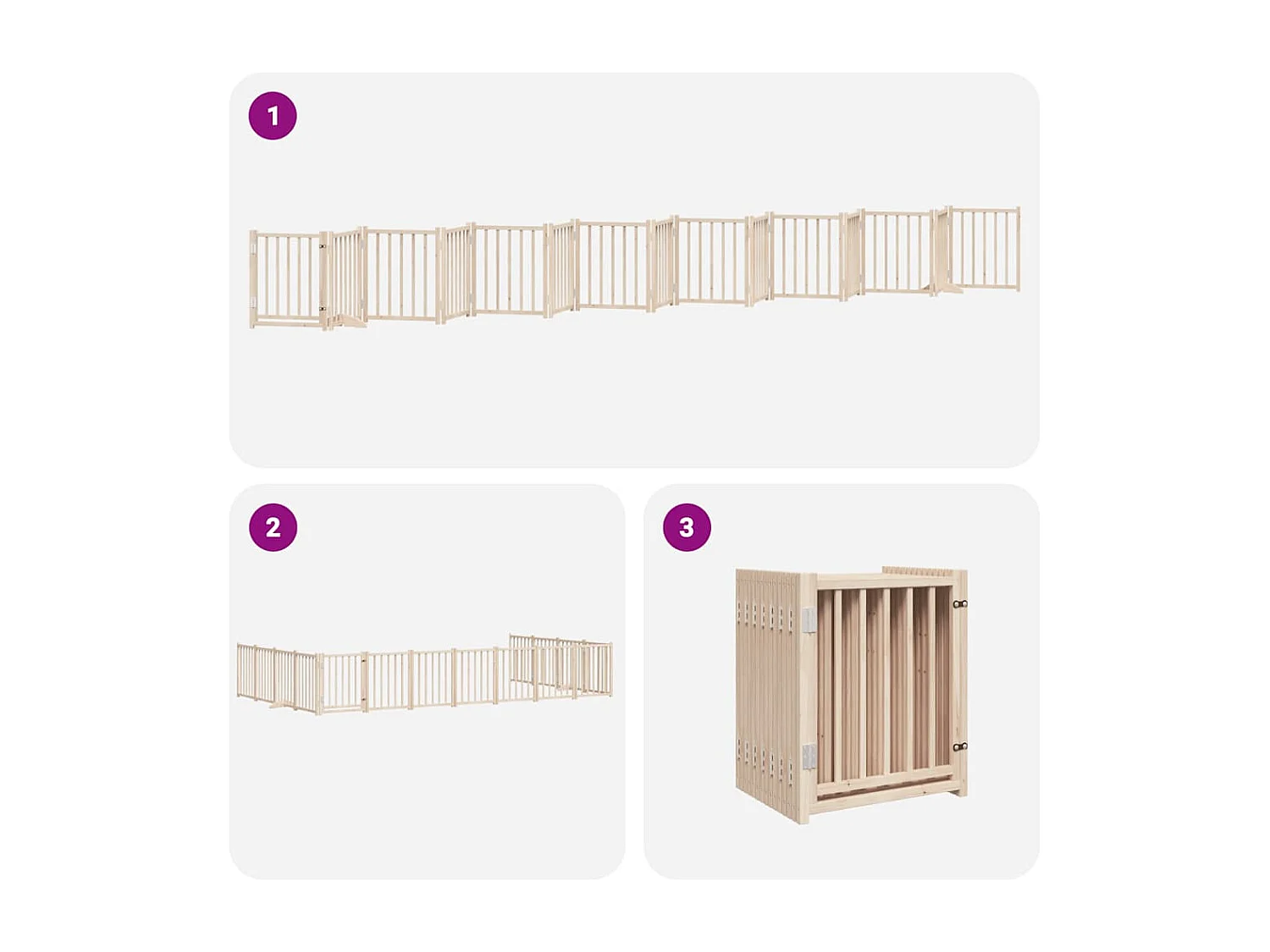Barrière pour chien porte pliable 15 panneaux bois de peuplier