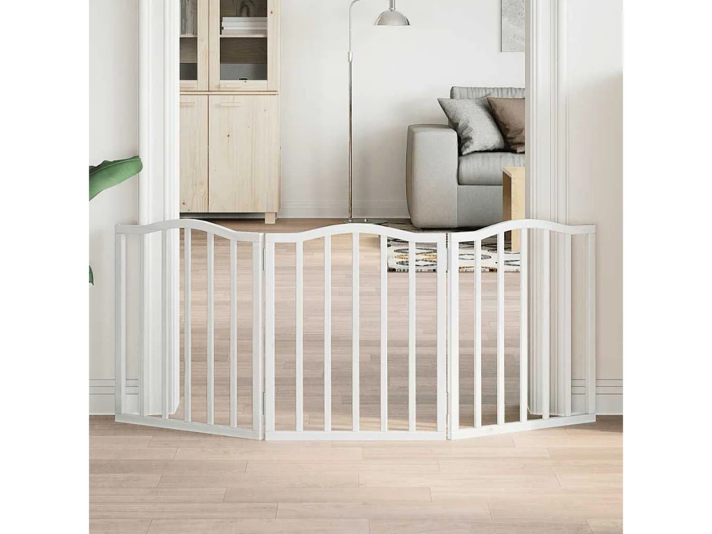 Portão para cães dobrável 3 painéis 150 cm álamo branco