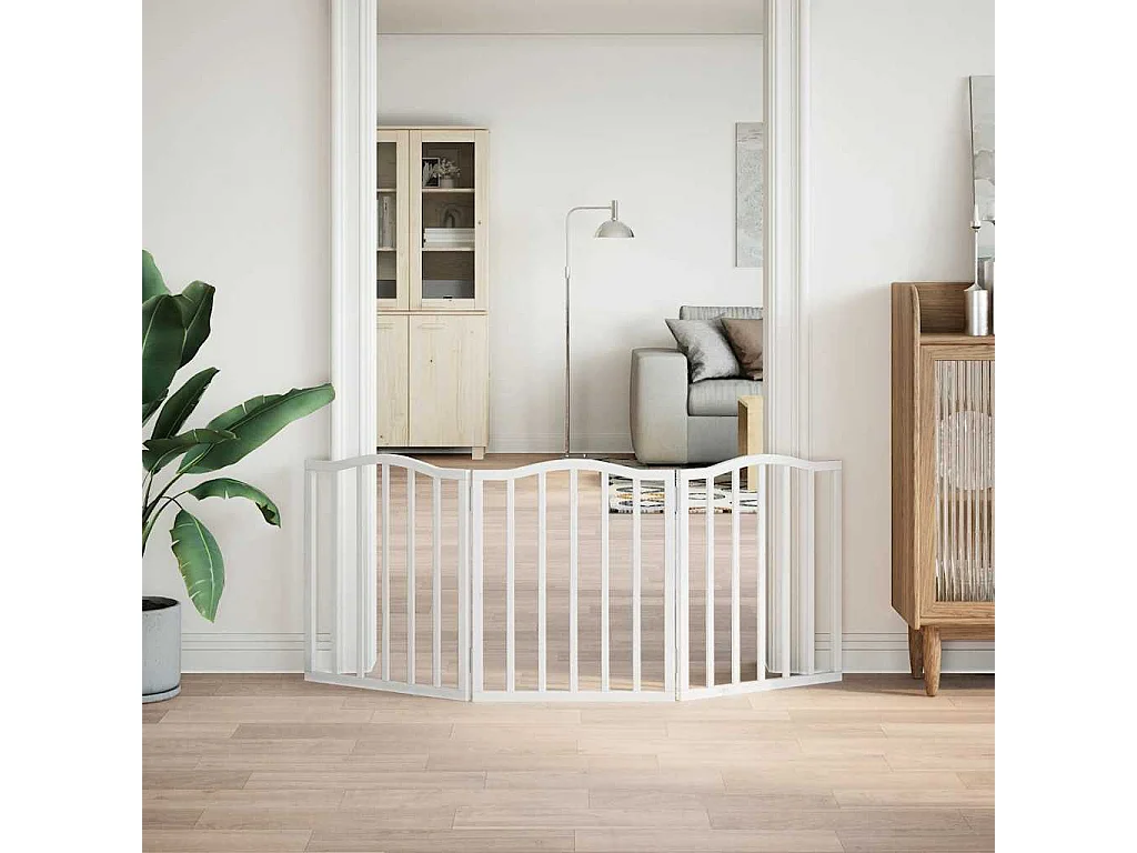 Portão para cães dobrável 3 painéis 150 cm álamo branco