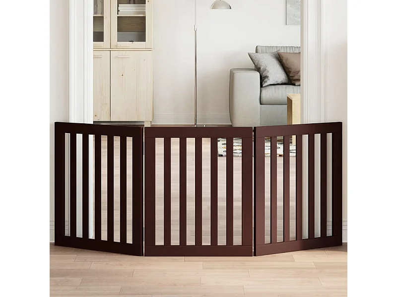 Portão para cães dobrável 3 painéis 150 cm álamo castanho