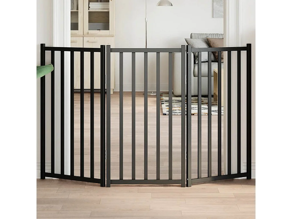 Barrière pour chien pliable 3 panneaux 150 cm bois sapin massif