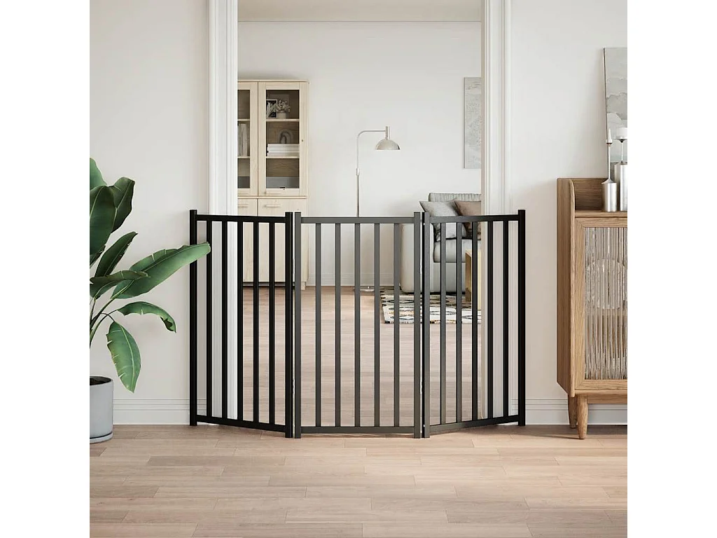 Barrière pour chien pliable 3 panneaux 150 cm bois sapin massif