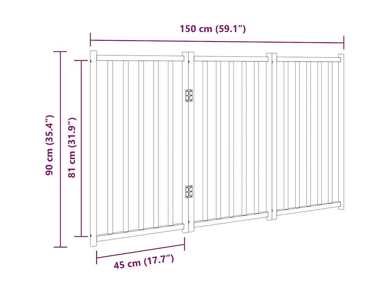 Barrière pour chien pliable 3 panneaux 150 cm bois sapin massif
