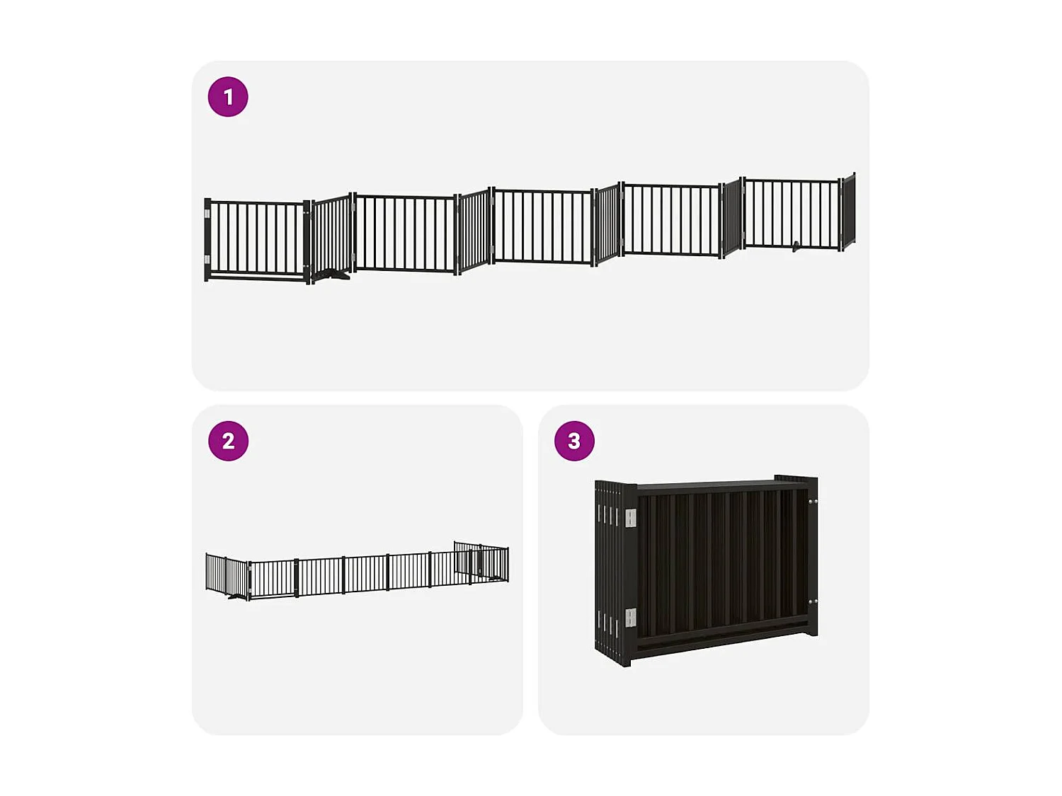 Barrière pour chien porte pliable 10 panneaux noir bois peuplier