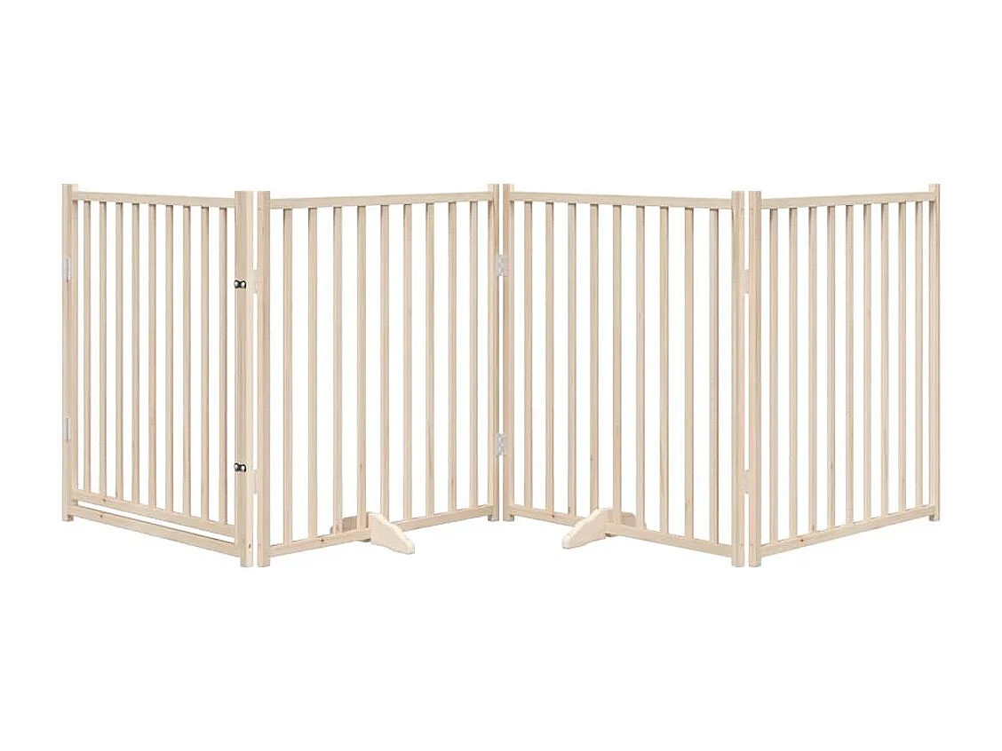 Puerta para perros con puerta plegable de 4 paneles, 320 cm, madera maciza de abeto