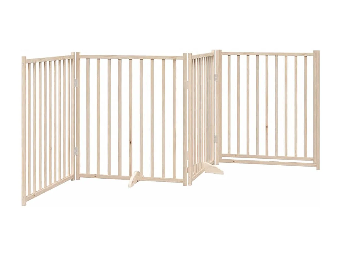 Puerta para perros con puerta plegable de 4 paneles, 320 cm, madera maciza de abeto