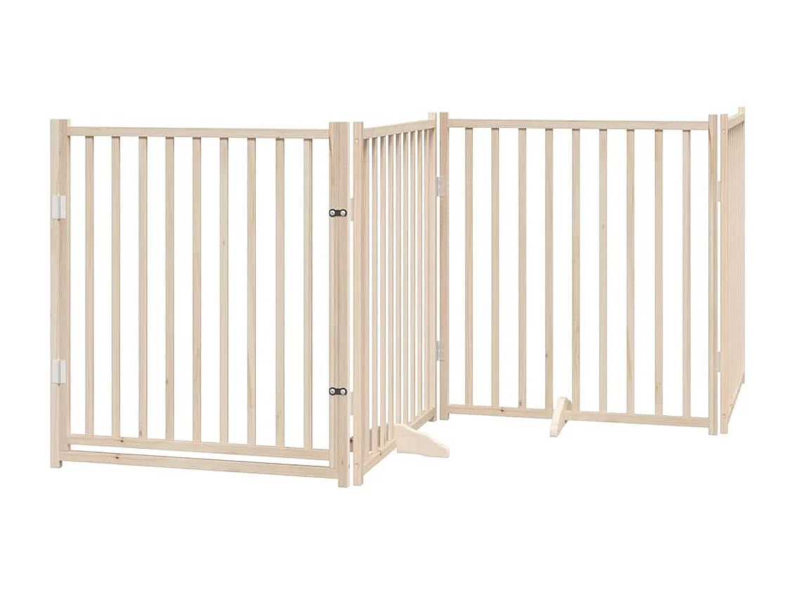 Barrière pour chien avec porte pliable 4 panneaux 320 cm Bois massif Sapin
