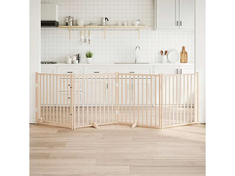 Barrière pour chien avec porte pliable 4 panneaux 320 cm Bois massif Sapin