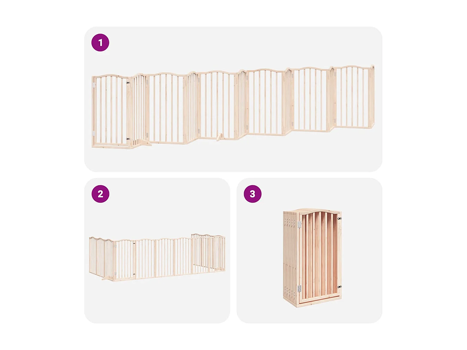 Barrière pour chien porte pliable 12 panneaux bois de peuplier