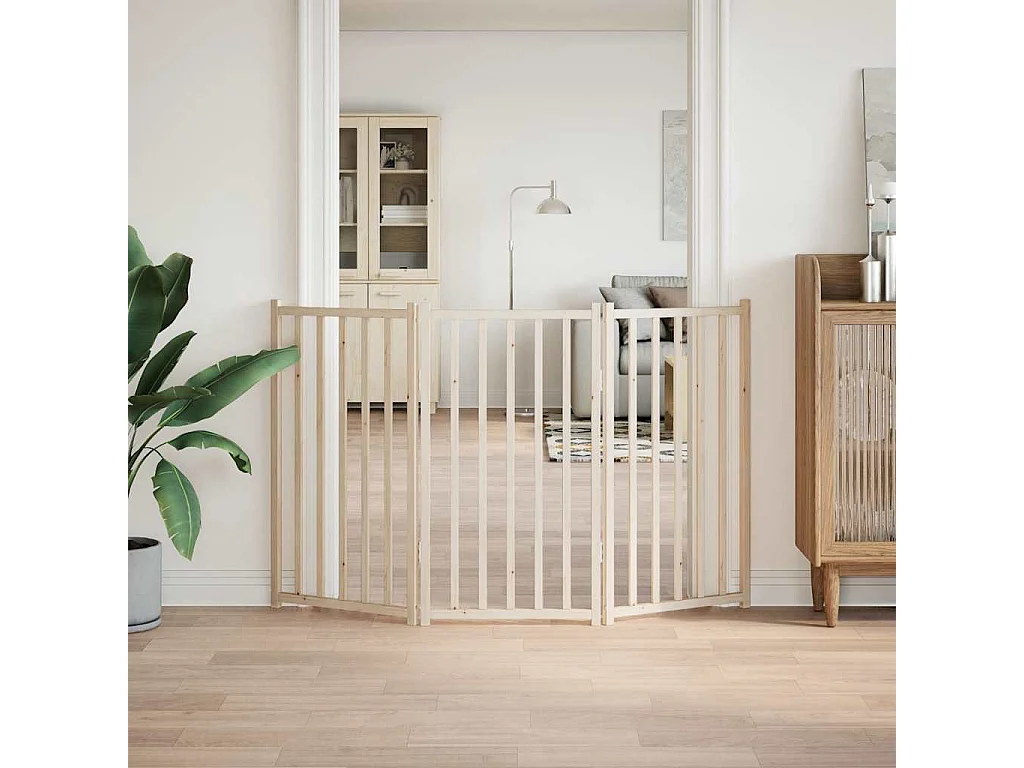 Barrière pour chien pliable à 3 panneaux 150 cm Bois massif Sapin