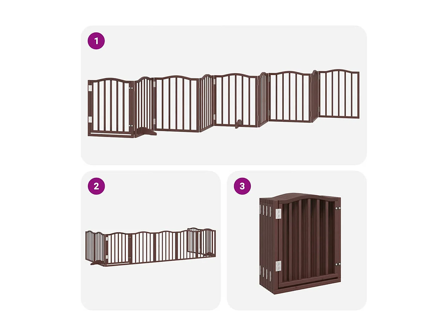 Barrière pour chien porte pliable 9 panneaux bois de peuplier