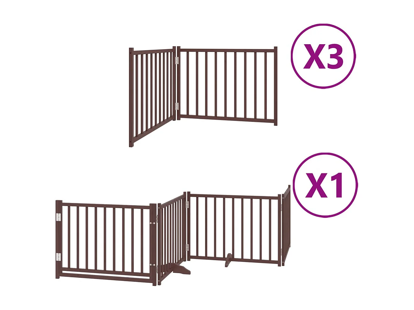 Portão cães com porta dobrável 10 painéis 800 cm álamo castanho
