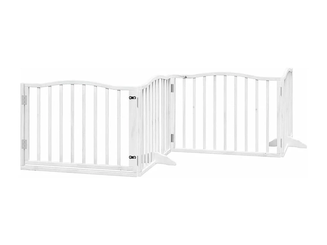 Barrière pour chien porte pliable 8 panneaux blanc bois peuplier