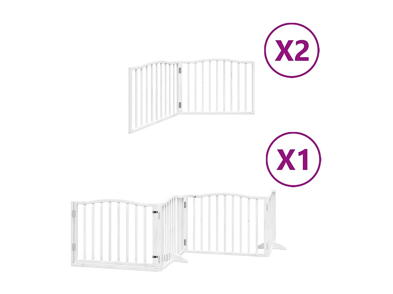 Barrière pour chien porte pliable 8 panneaux blanc bois peuplier